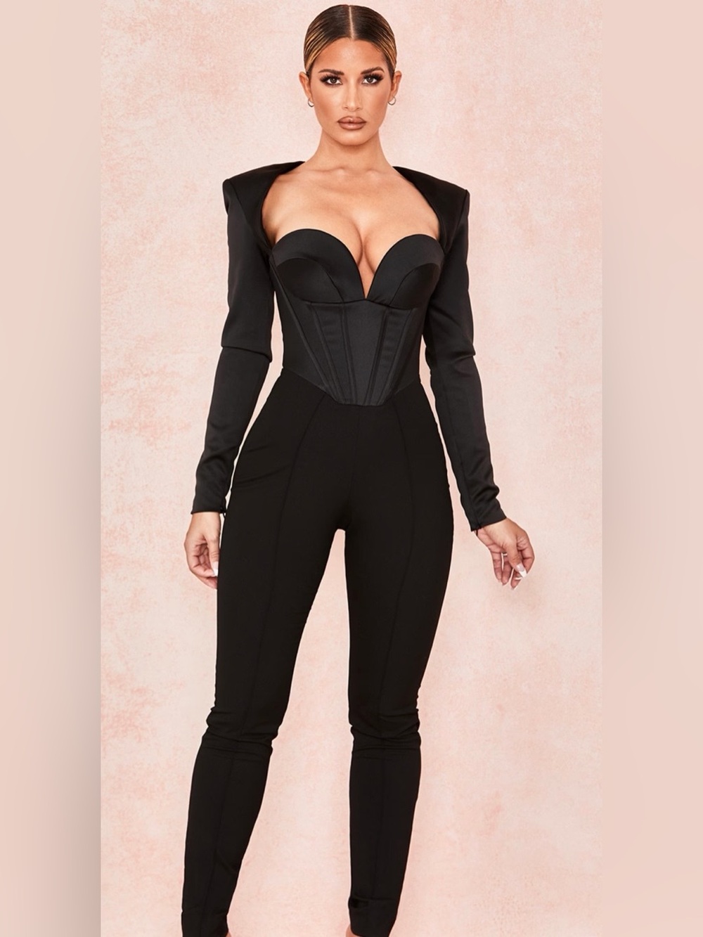 House of CB Zoey Satin Corset Jumpsuit NWT